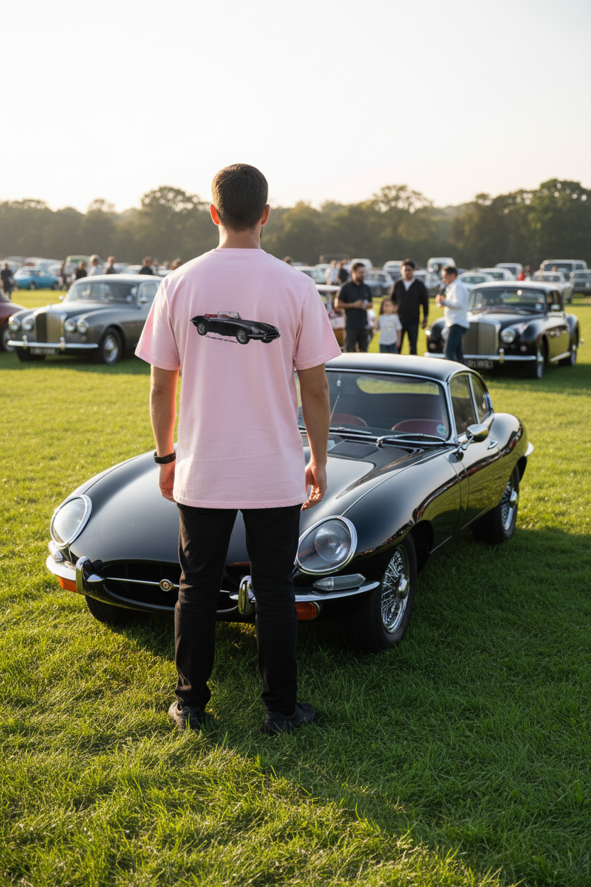 E-Type Jaguar Pink T-Shirt Lifestyle