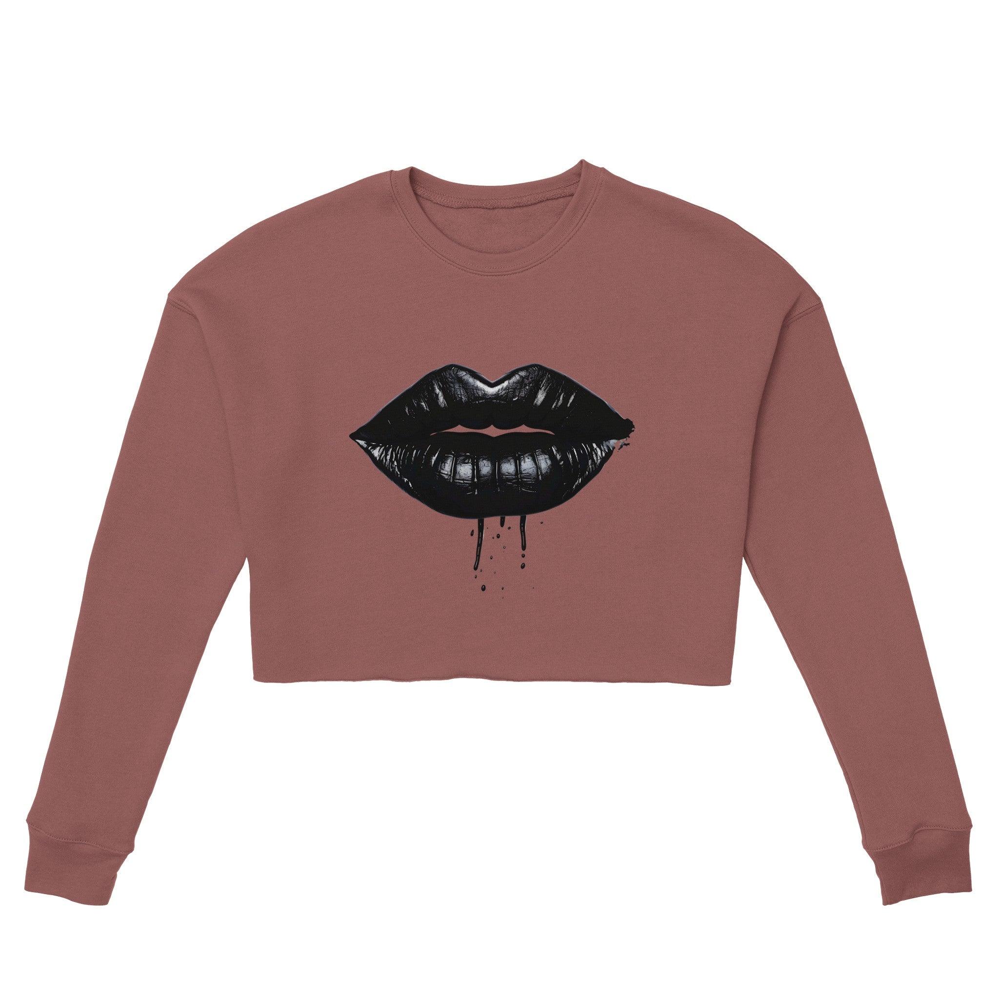 'Lipstick Coal' Cropped Sweatshirt - POMA