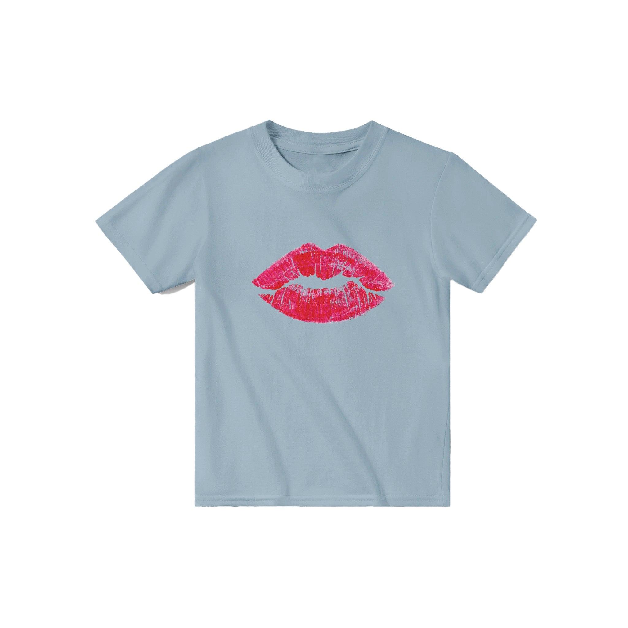 'Lipstick Kiss Dark Pink' Baby Tee - POMA