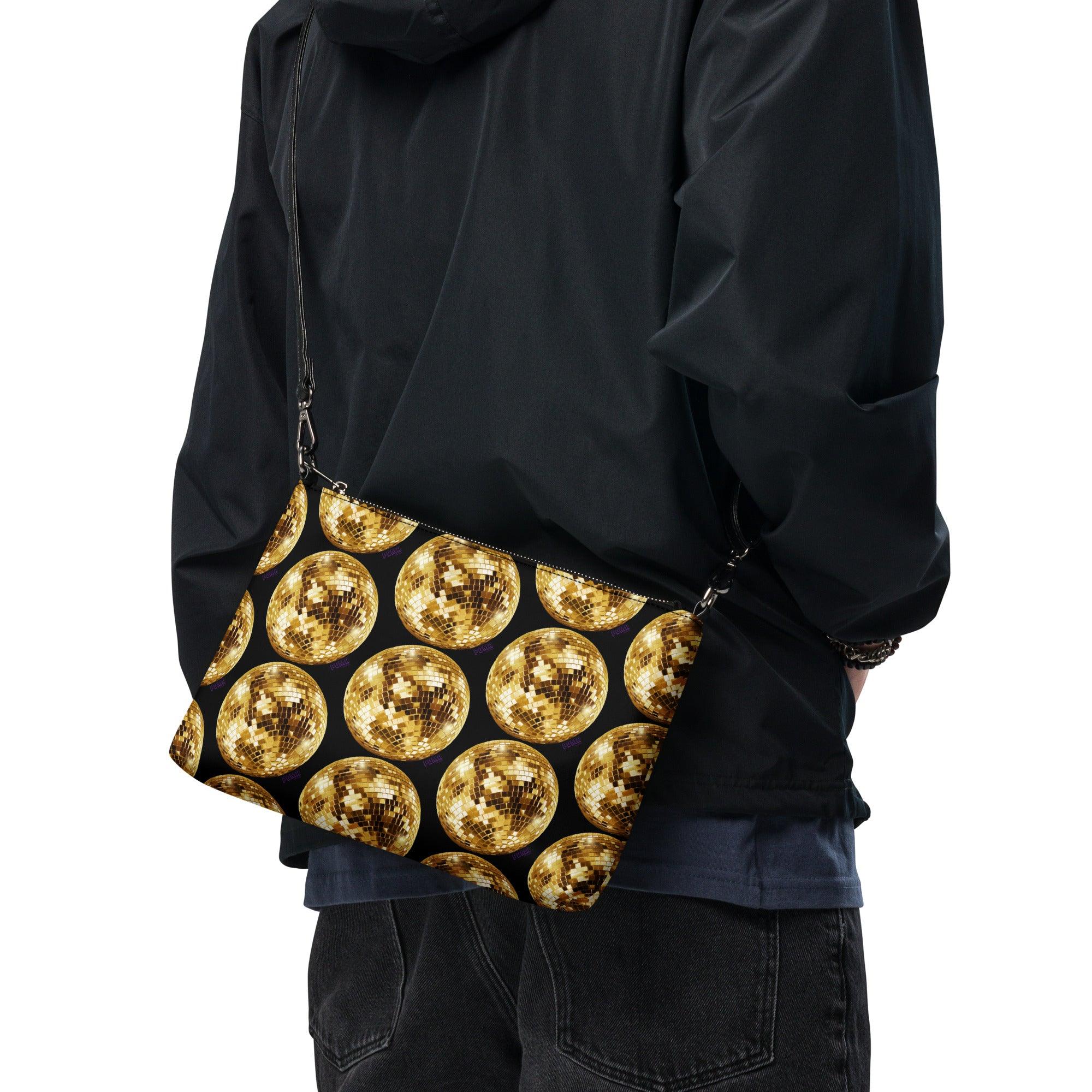 'Gold Disco Ball' Black Crossbody bag - POMA Graphics