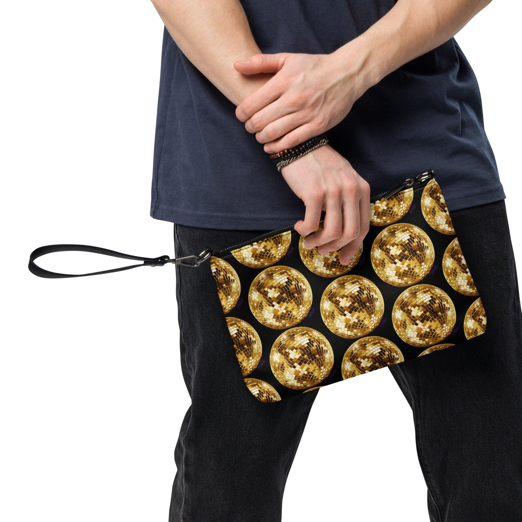 'Gold Disco Ball' Black Crossbody bag - POMA Graphics