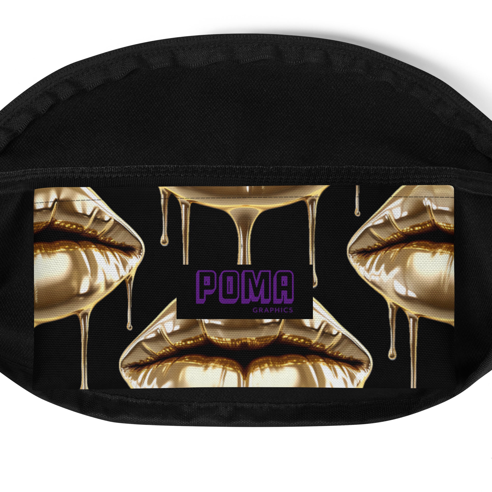 'Gold Lips' Black Bum Bag