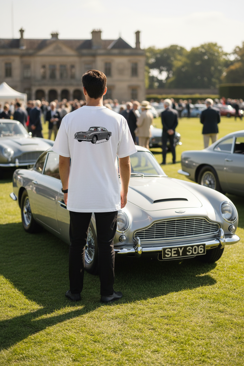Aston Martin DB5 White T-Shirt Lifestyle