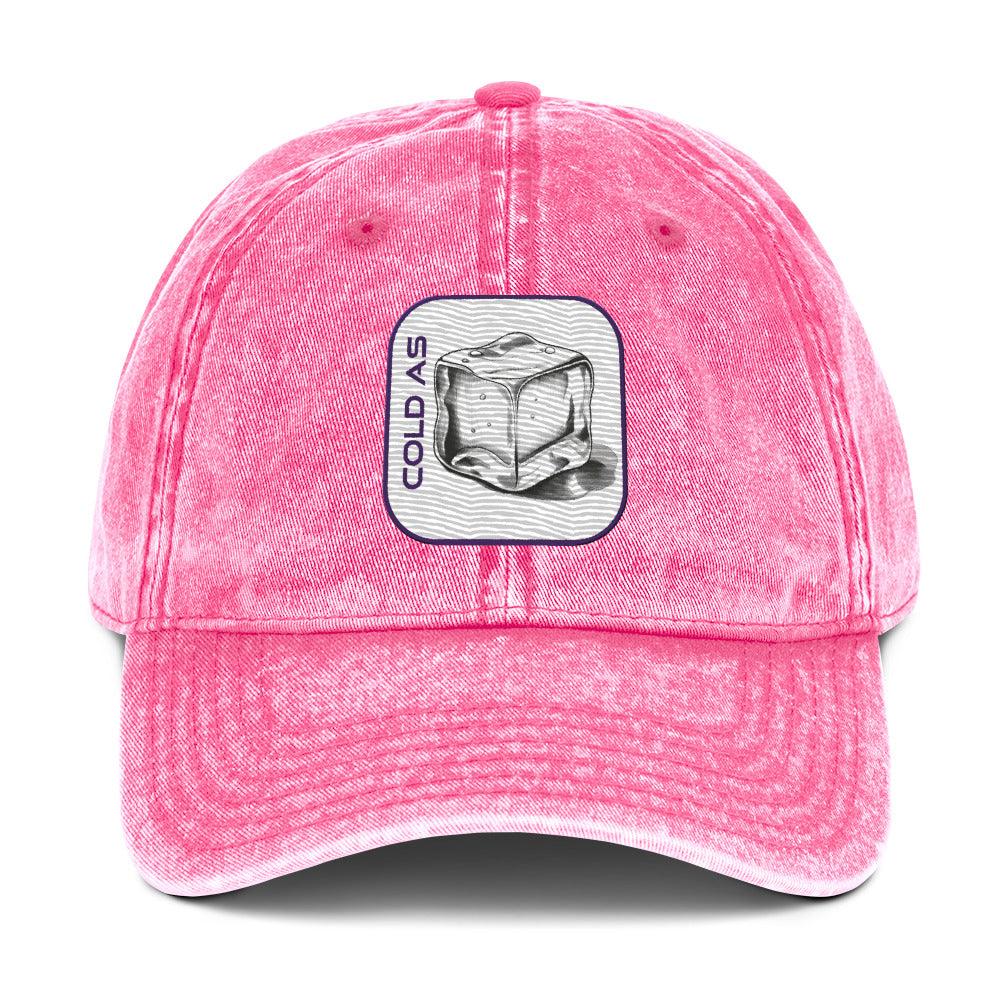 'Cold As Ice' Vintage Cotton Twill Cap - POMA Graphics