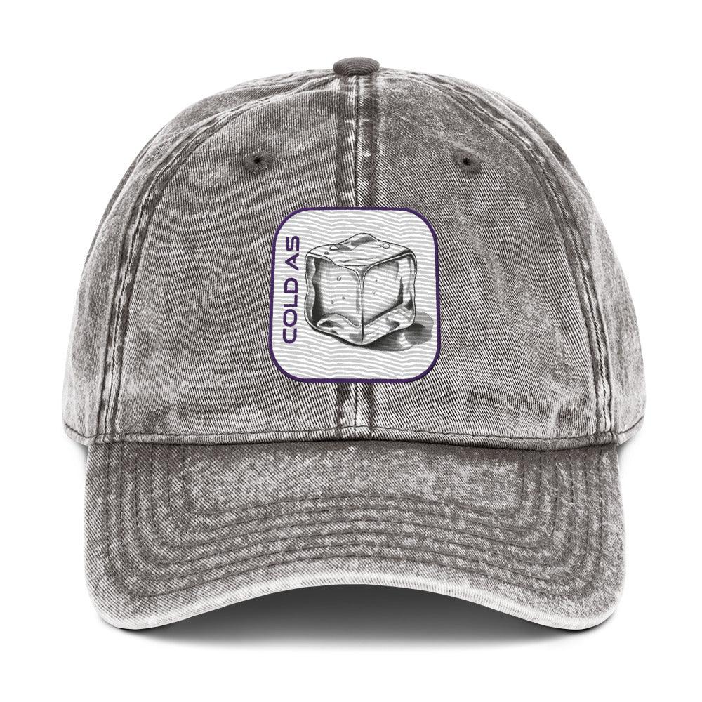 'Cold As Ice' Vintage Cotton Twill Cap - POMA Graphics