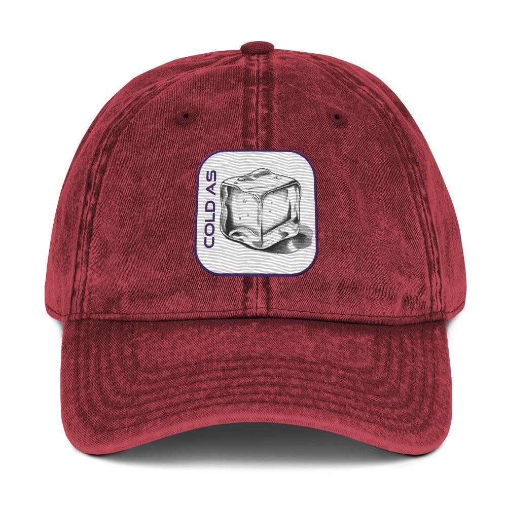 'Cold As Ice' Vintage Cotton Twill Cap - POMA Graphics