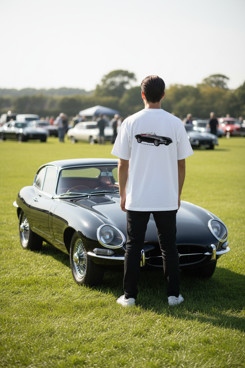 E-Type Jaguar White T-Shirt Lifestyle