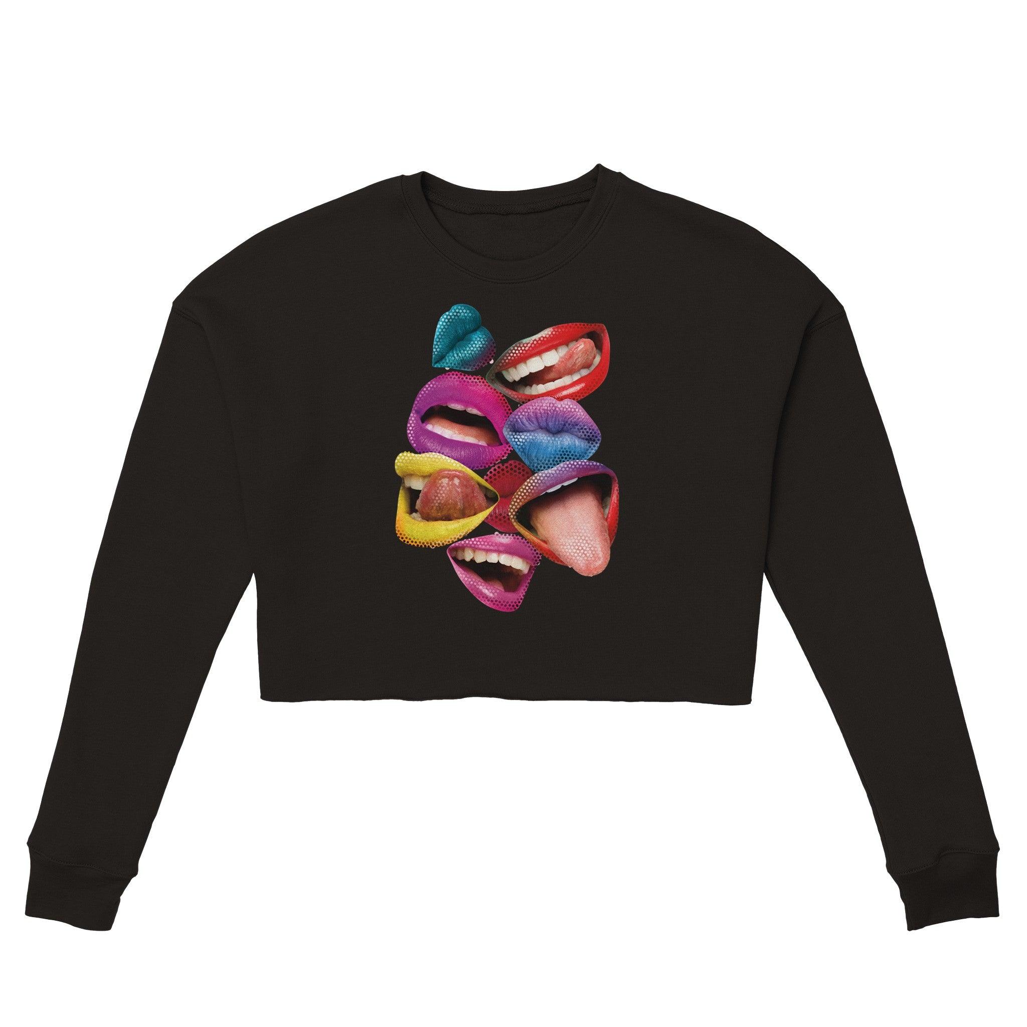 'Lips and Smiles' Cropped Sweatshirt - POMA