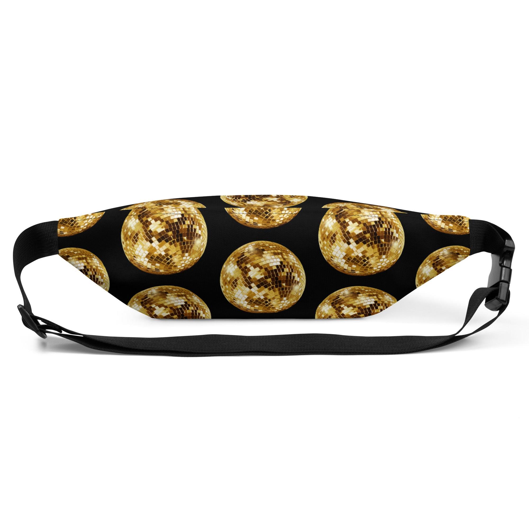 'Gold Disco Ball' Black Bum Bag - POMA Graphics