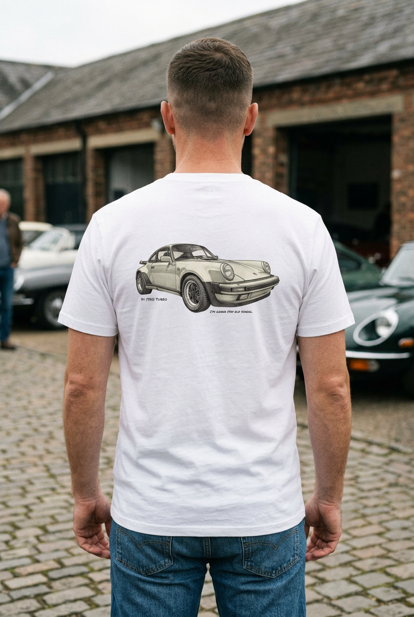 Porsche 930 Turbo White Unisex Organic Cotton T-Shirt