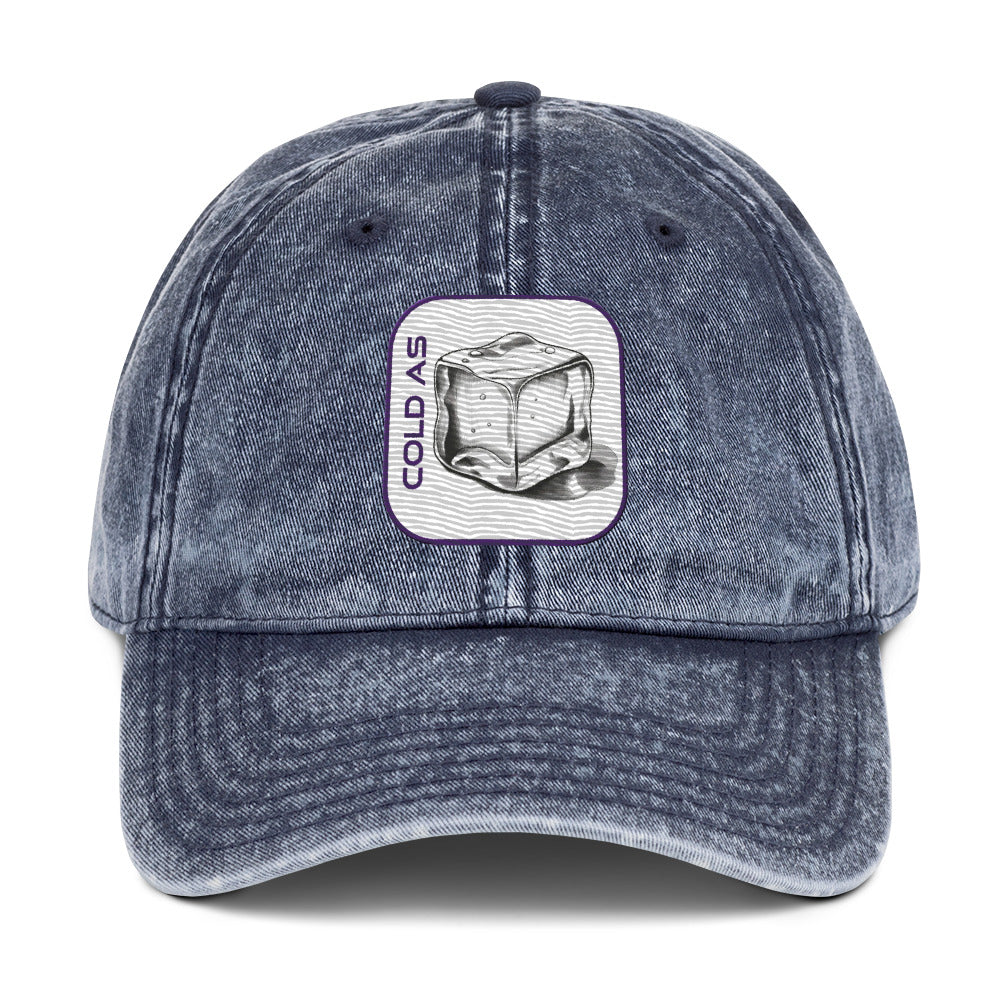 'Cold As Ice' Vintage Cotton Twill Cap - POMA Graphics