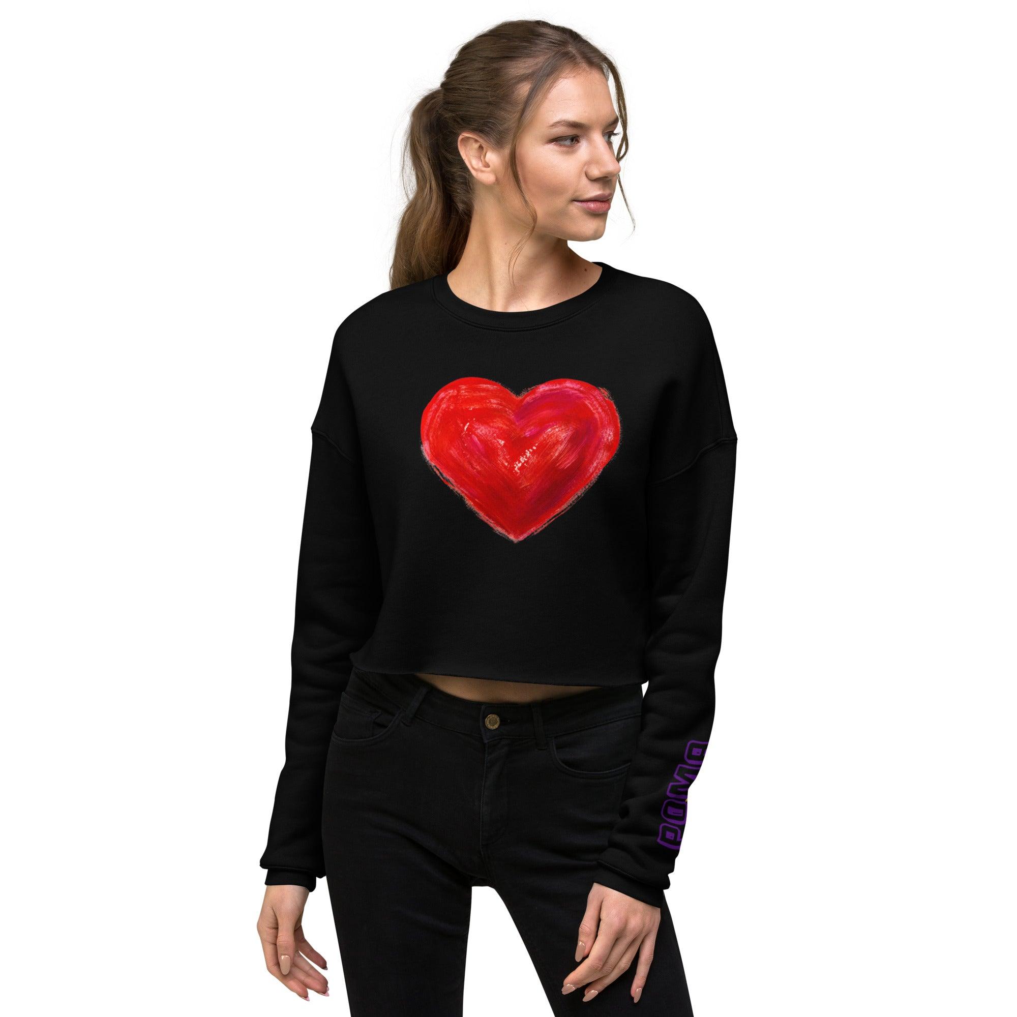 'Bright Red Heart' Cropped Sweatshirt - POMA Graphics