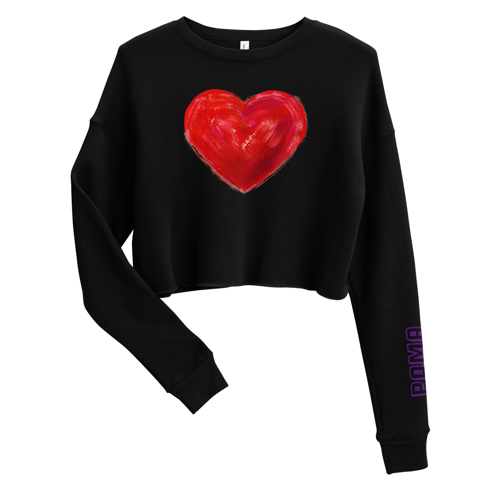 'Bright Red Heart' Cropped Sweatshirt - POMA Graphics