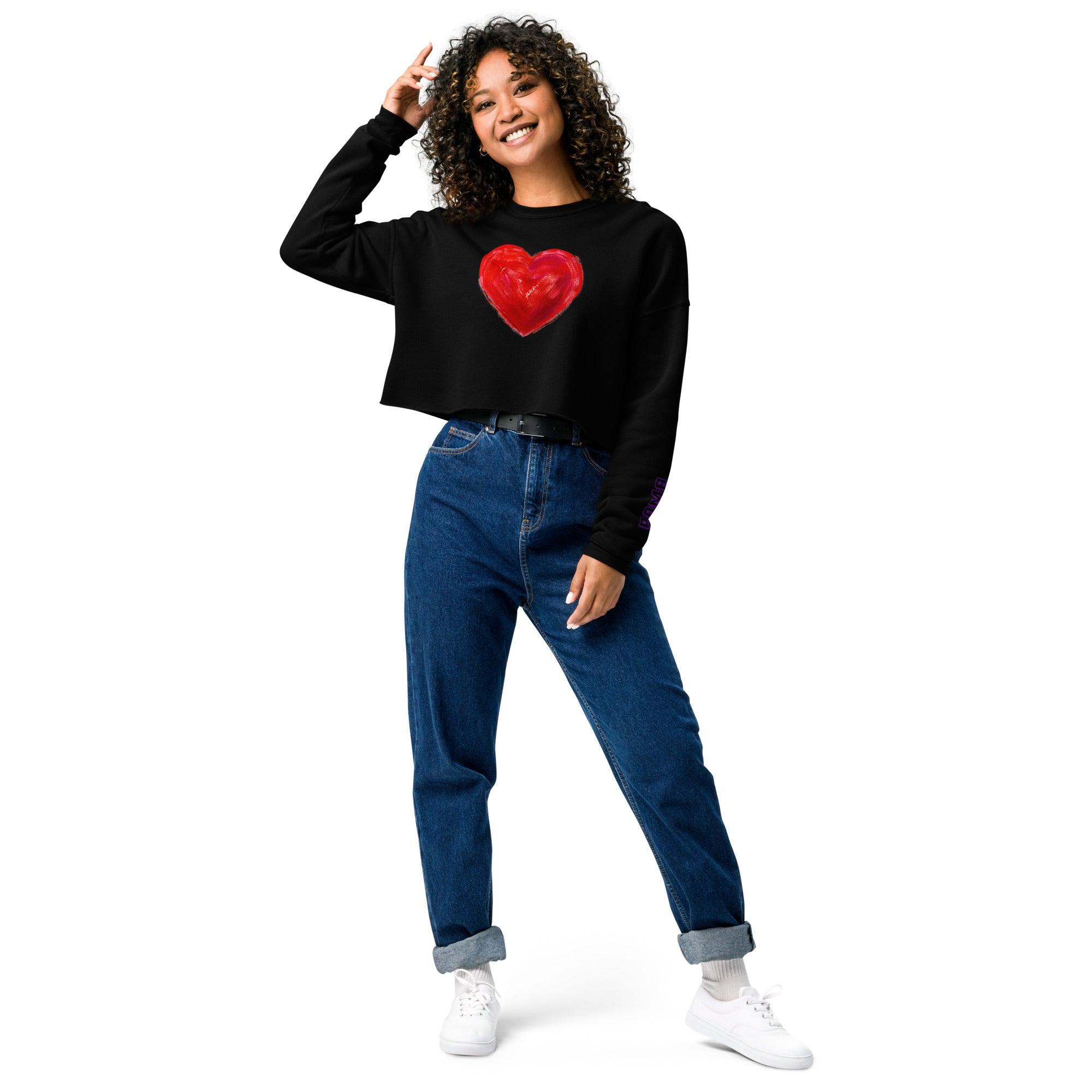 'Bright Red Heart' Cropped Sweatshirt - POMA Graphics