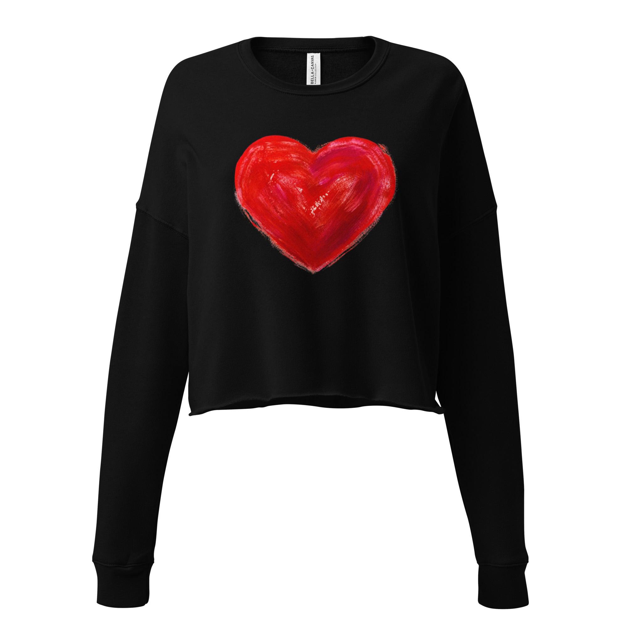 'Bright Red Heart' Cropped Sweatshirt