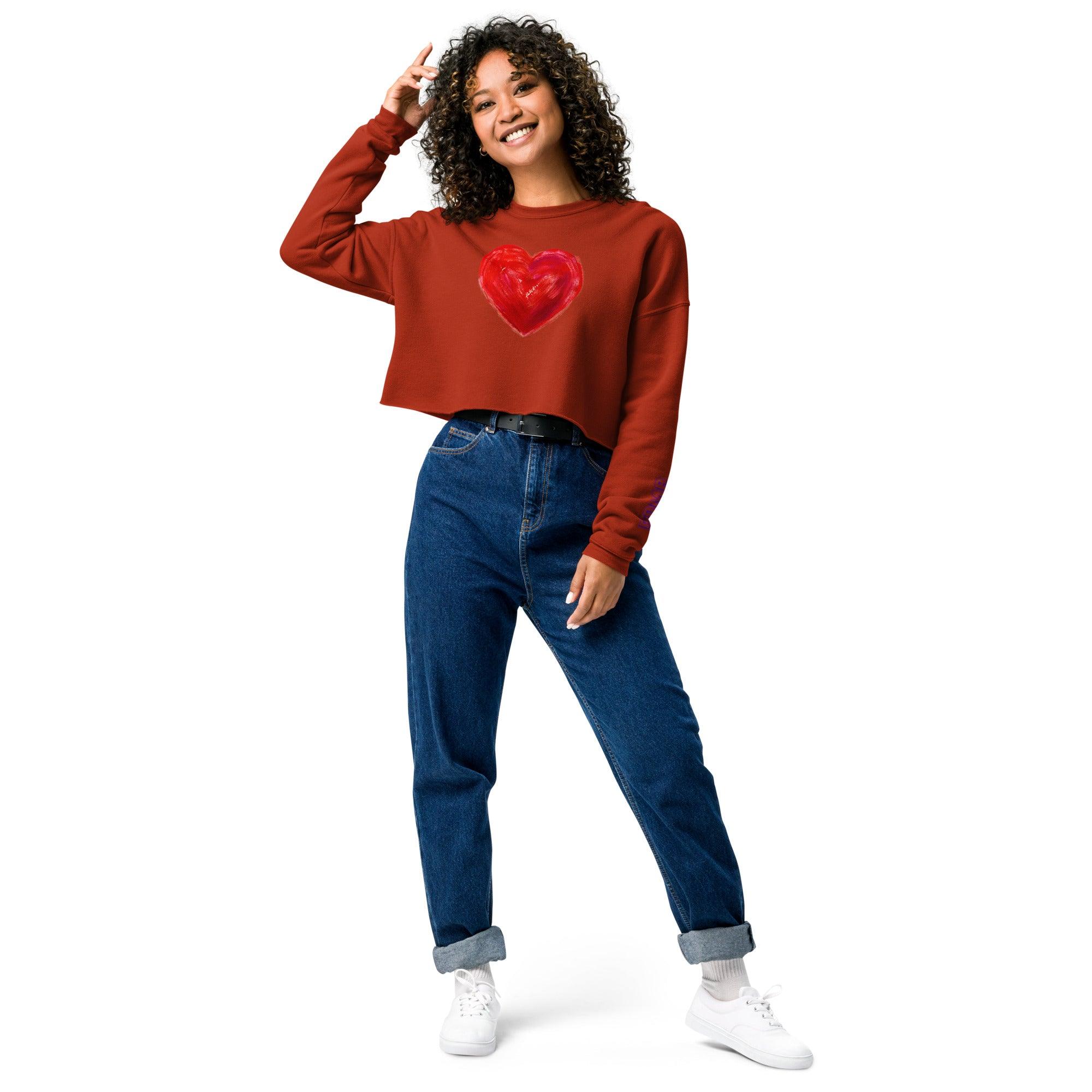 'Bright Red Heart' Cropped Sweatshirt - POMA Graphics