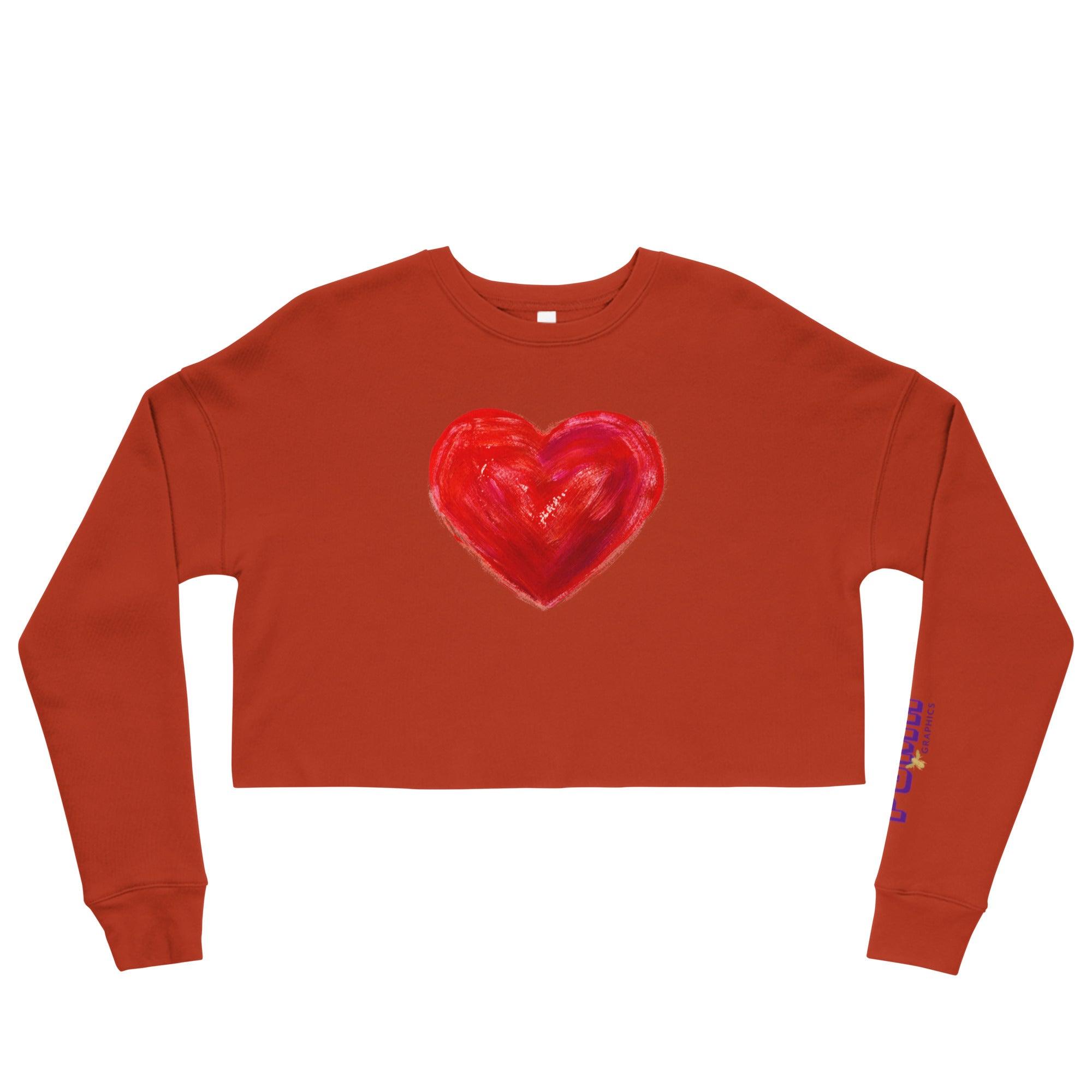 'Bright Red Heart' Cropped Sweatshirt - POMA Graphics