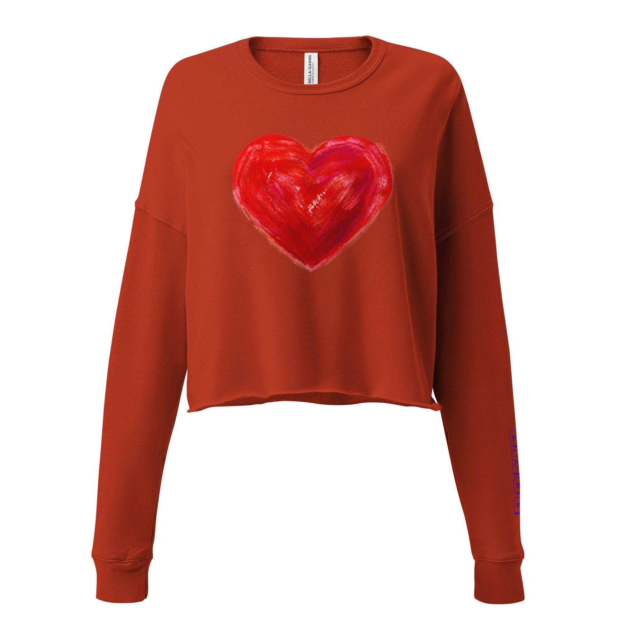 'Bright Red Heart' Cropped Sweatshirt - POMA Graphics