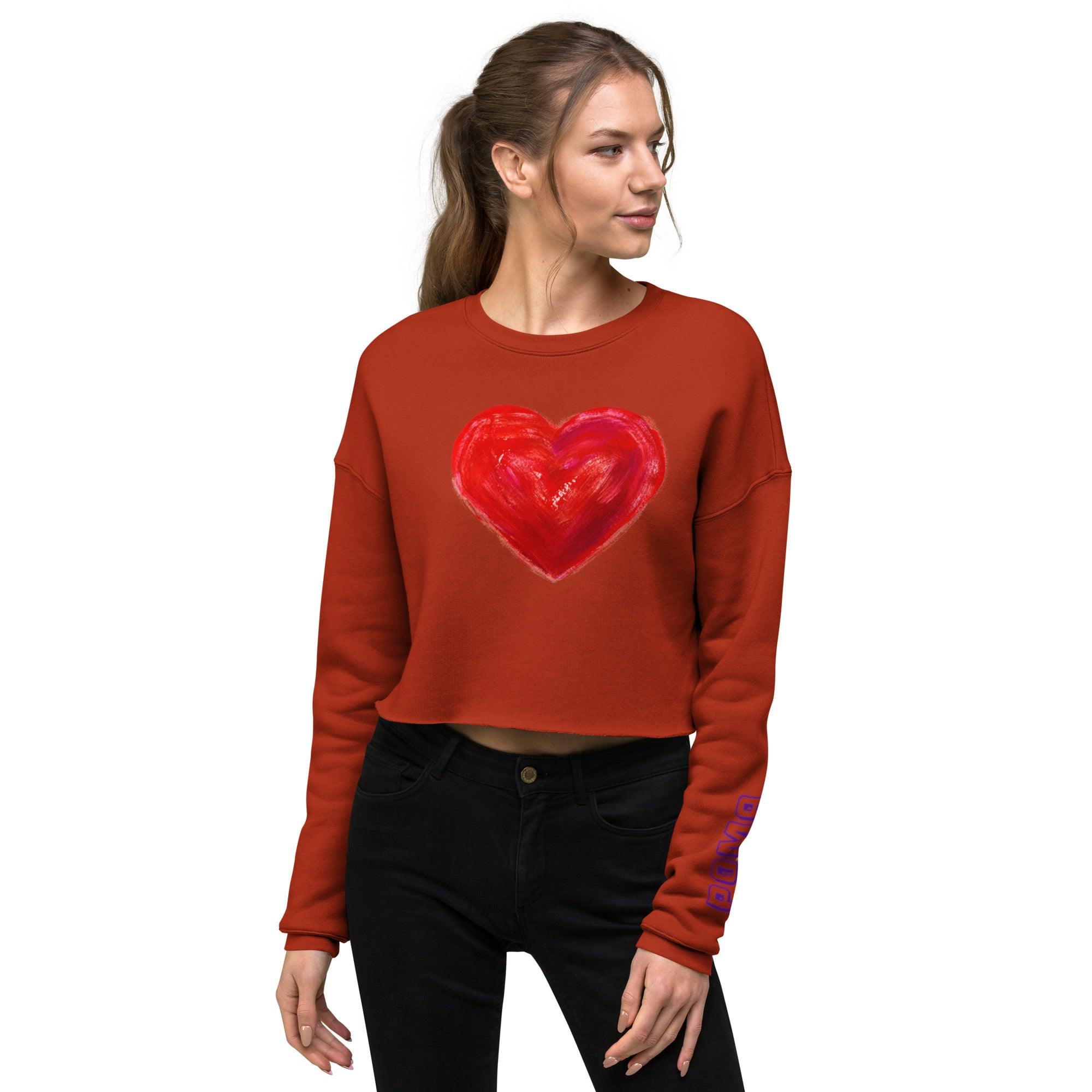 'Bright Red Heart' Cropped Sweatshirt - POMA Graphics