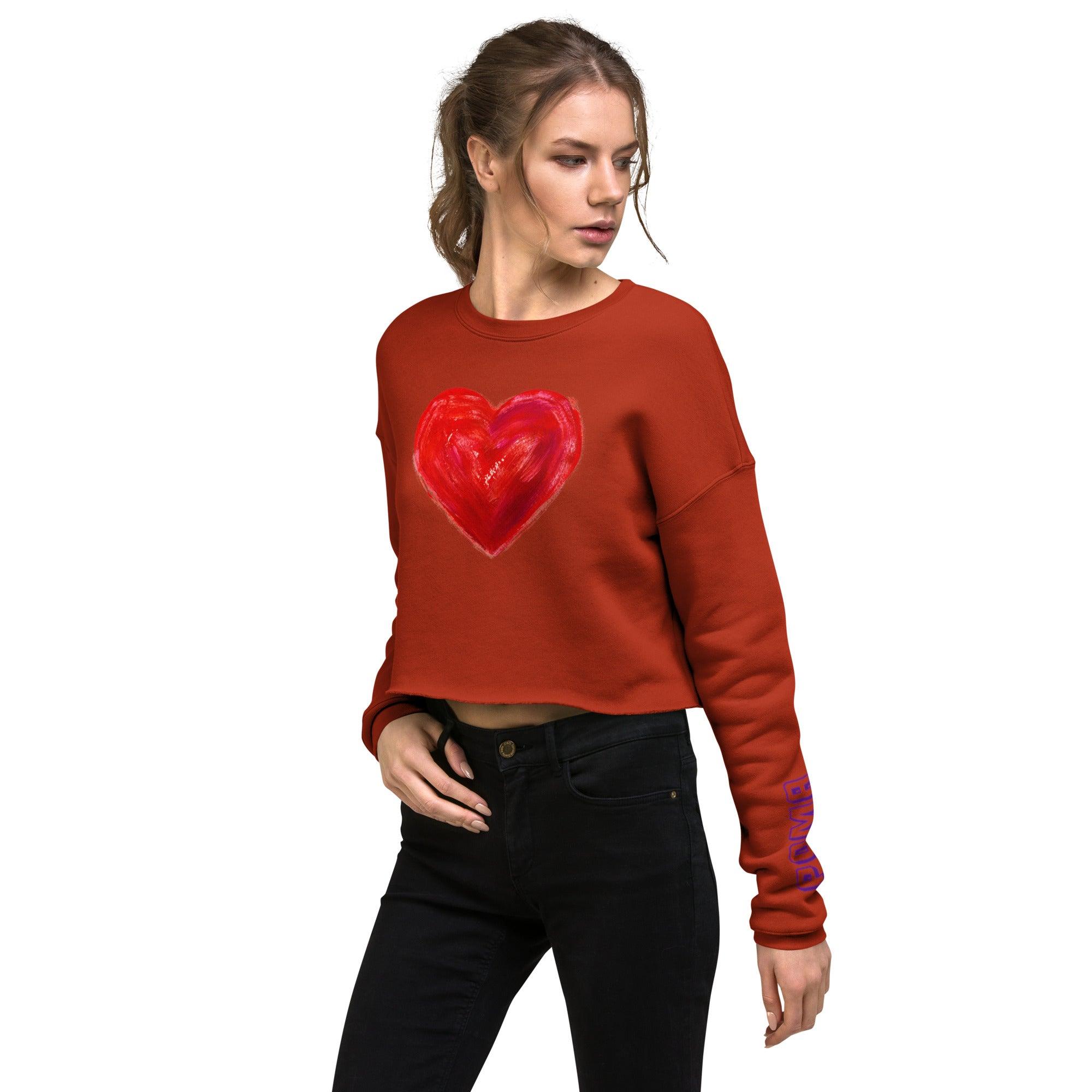 'Bright Red Heart' Cropped Sweatshirt - POMA Graphics