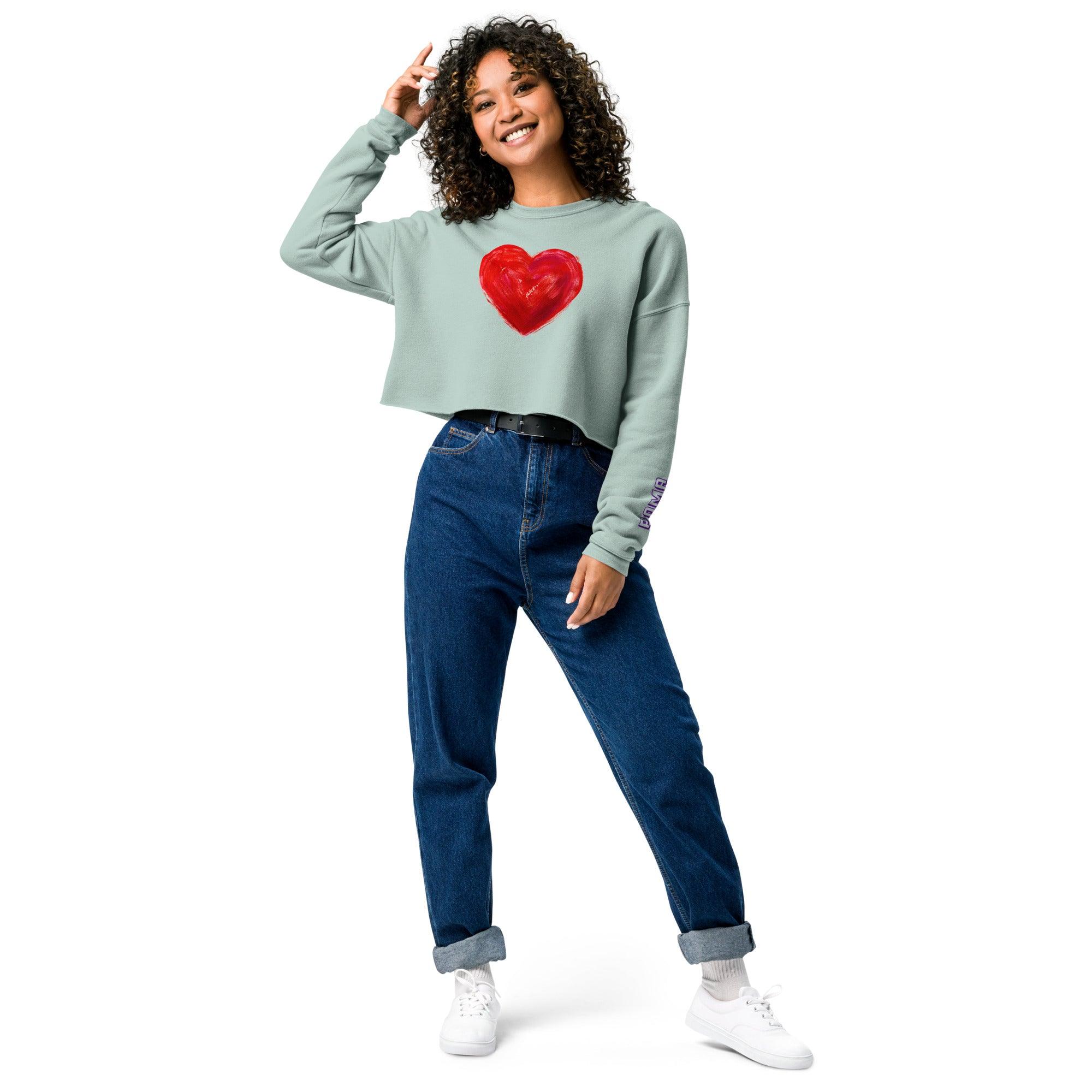 'Bright Red Heart' Cropped Sweatshirt - POMA Graphics