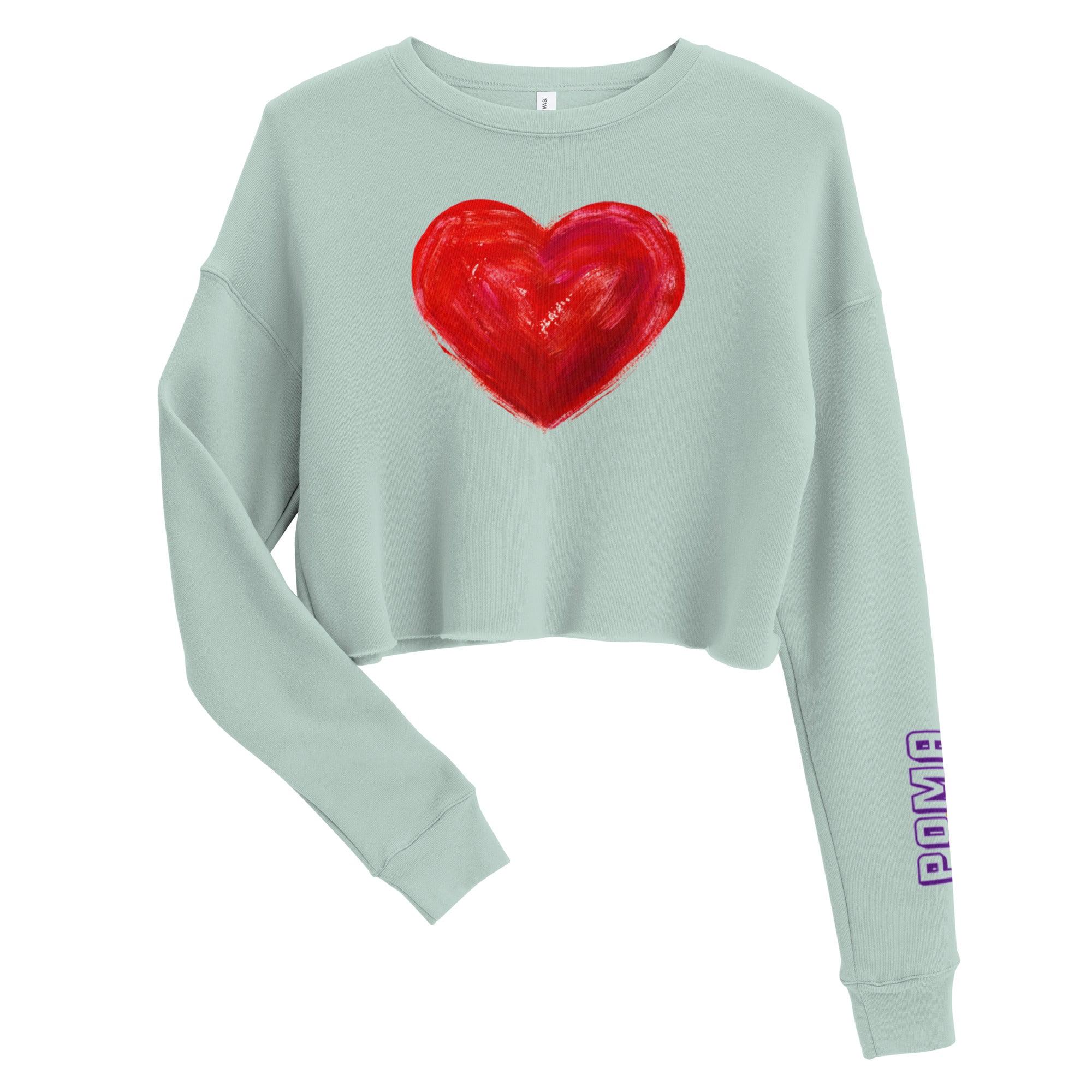 'Bright Red Heart' Cropped Sweatshirt - POMA Graphics