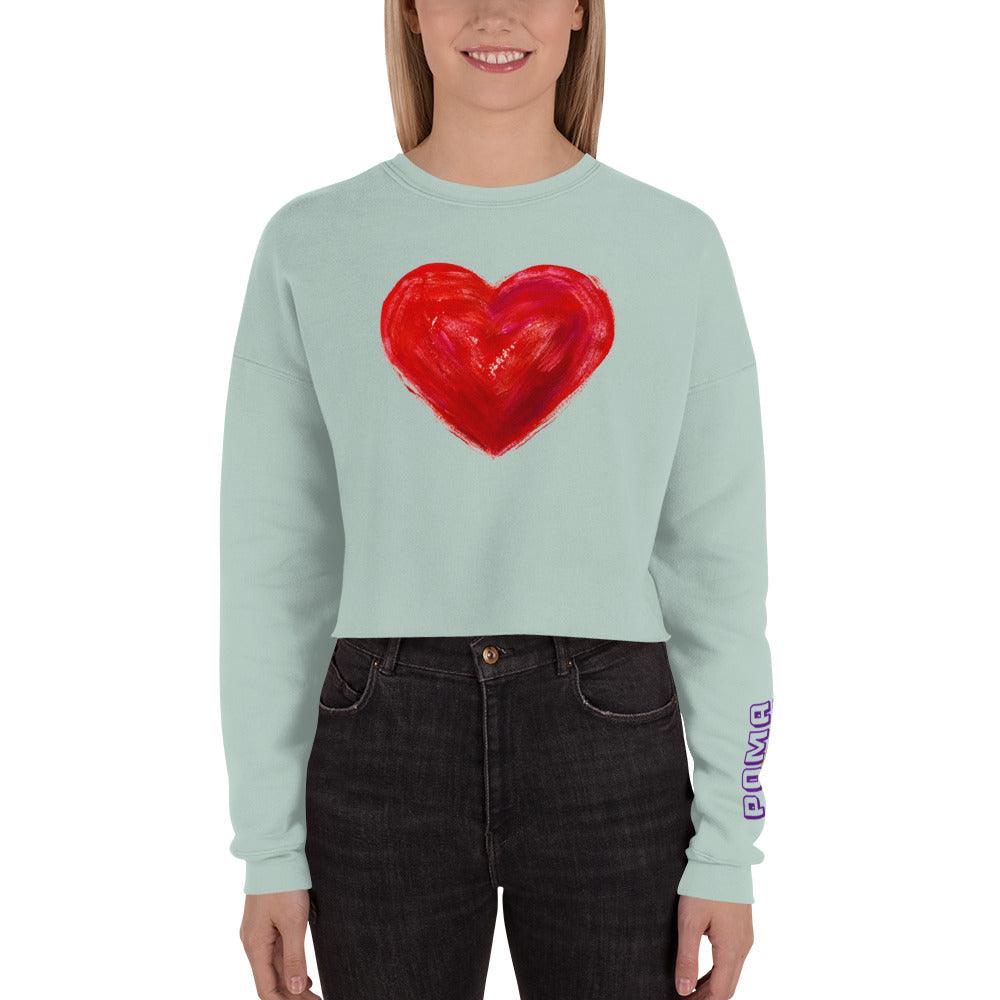 'Bright Red Heart' Cropped Sweatshirt - POMA Graphics