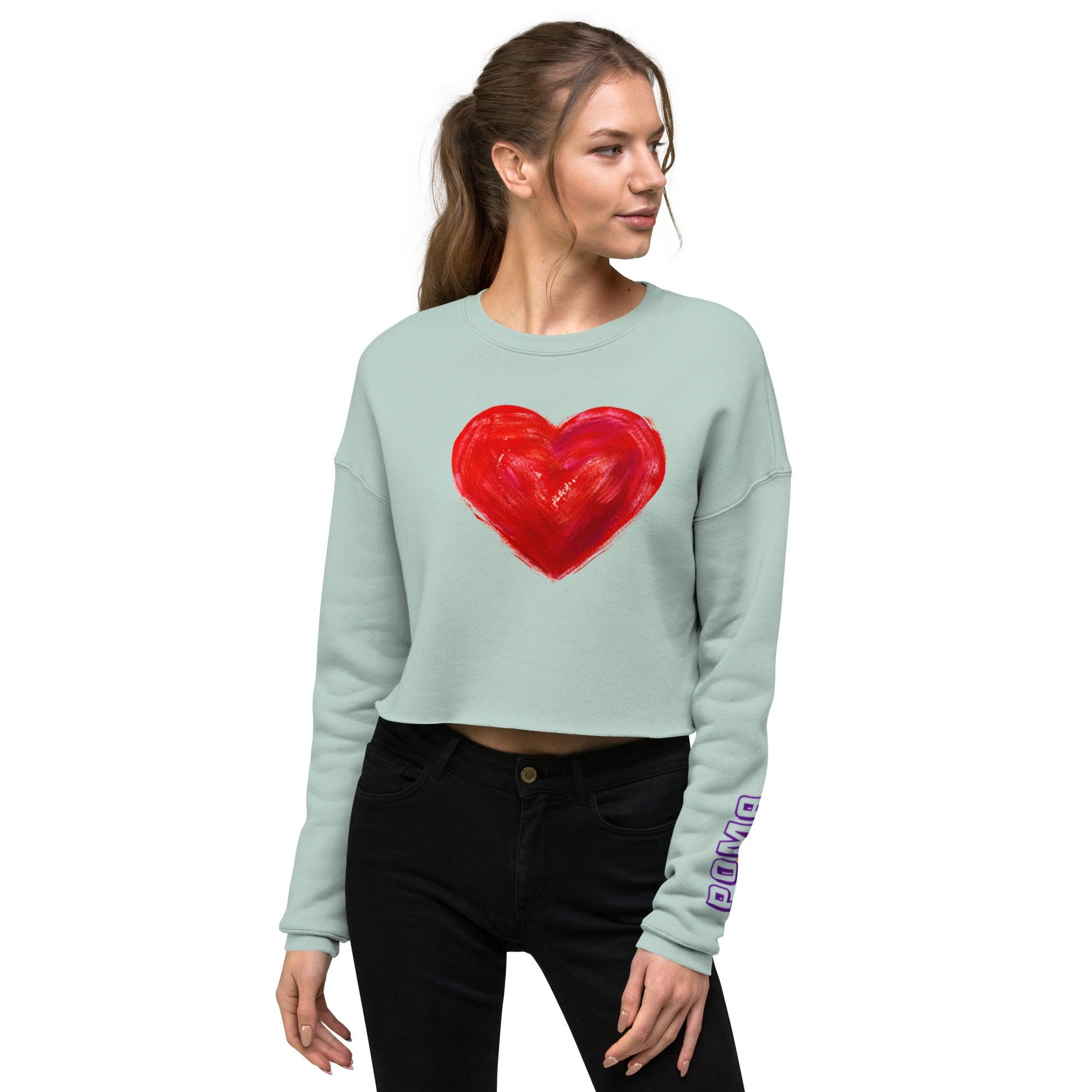 'Bright Red Heart' Cropped Sweatshirt - POMA Graphics