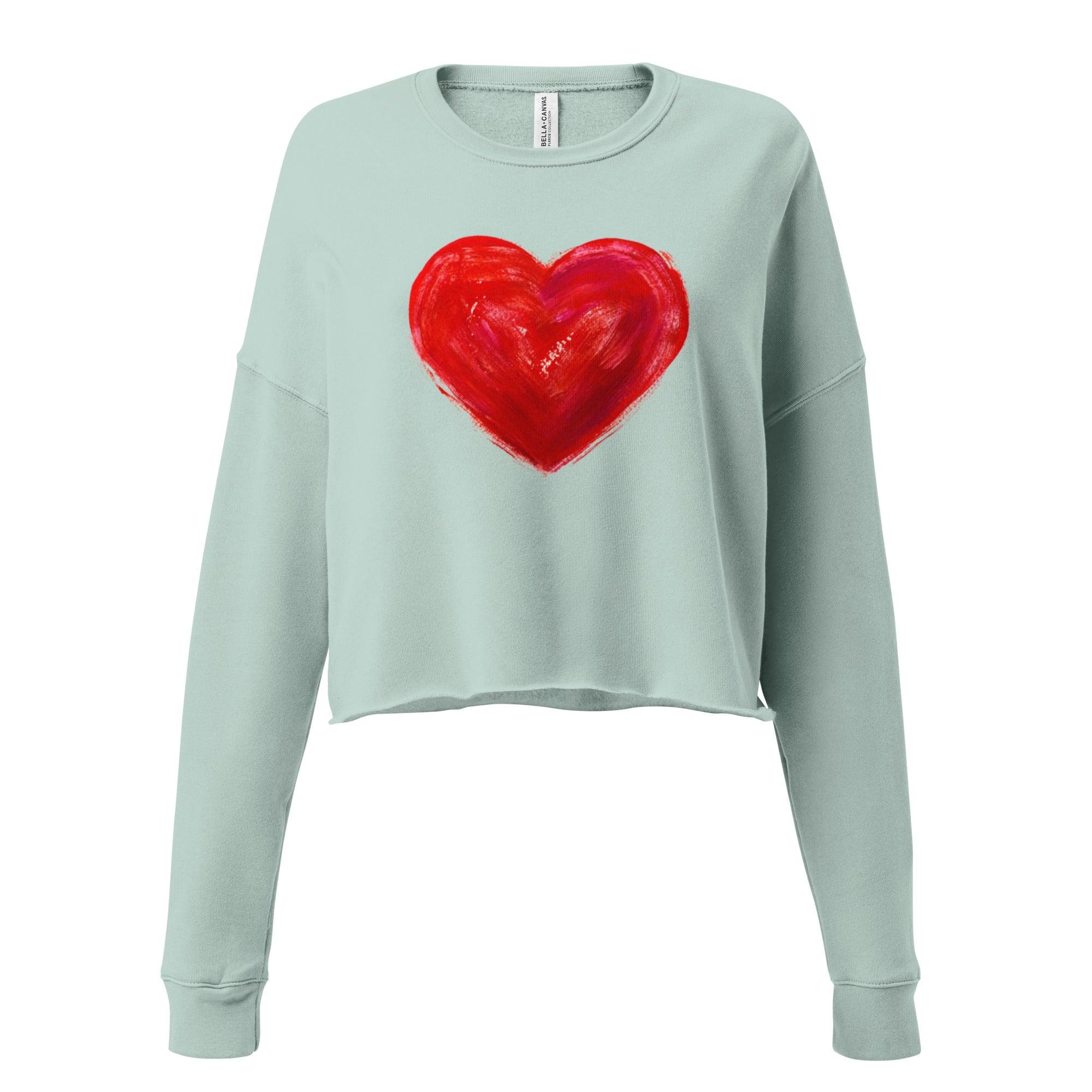 'Bright Red Heart' Cropped Sweatshirt