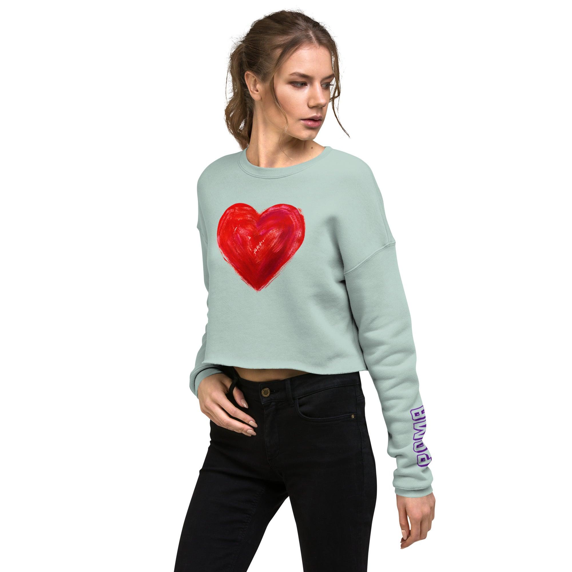 'Bright Red Heart' Cropped Sweatshirt - POMA Graphics