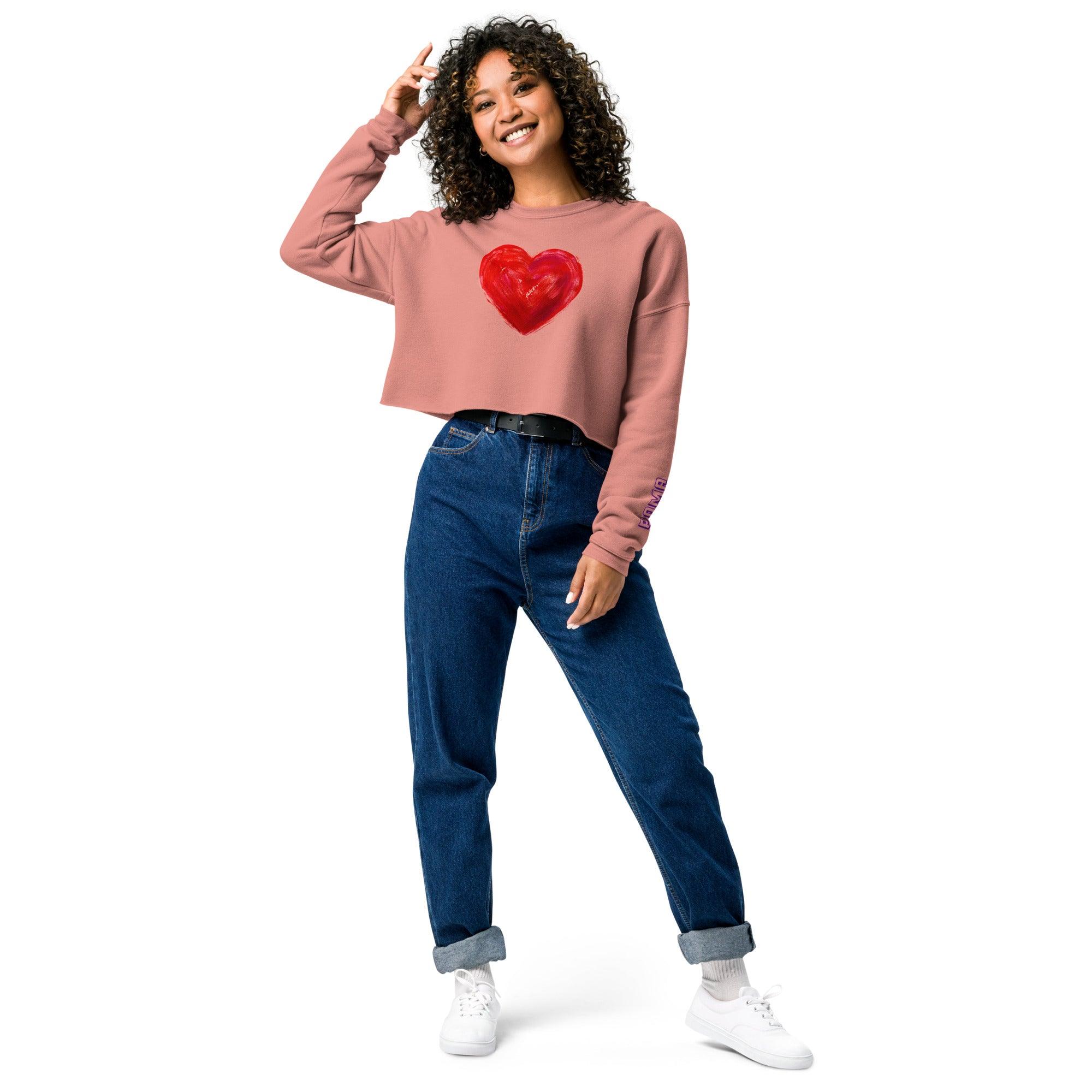 'Bright Red Heart' Cropped Sweatshirt - POMA Graphics