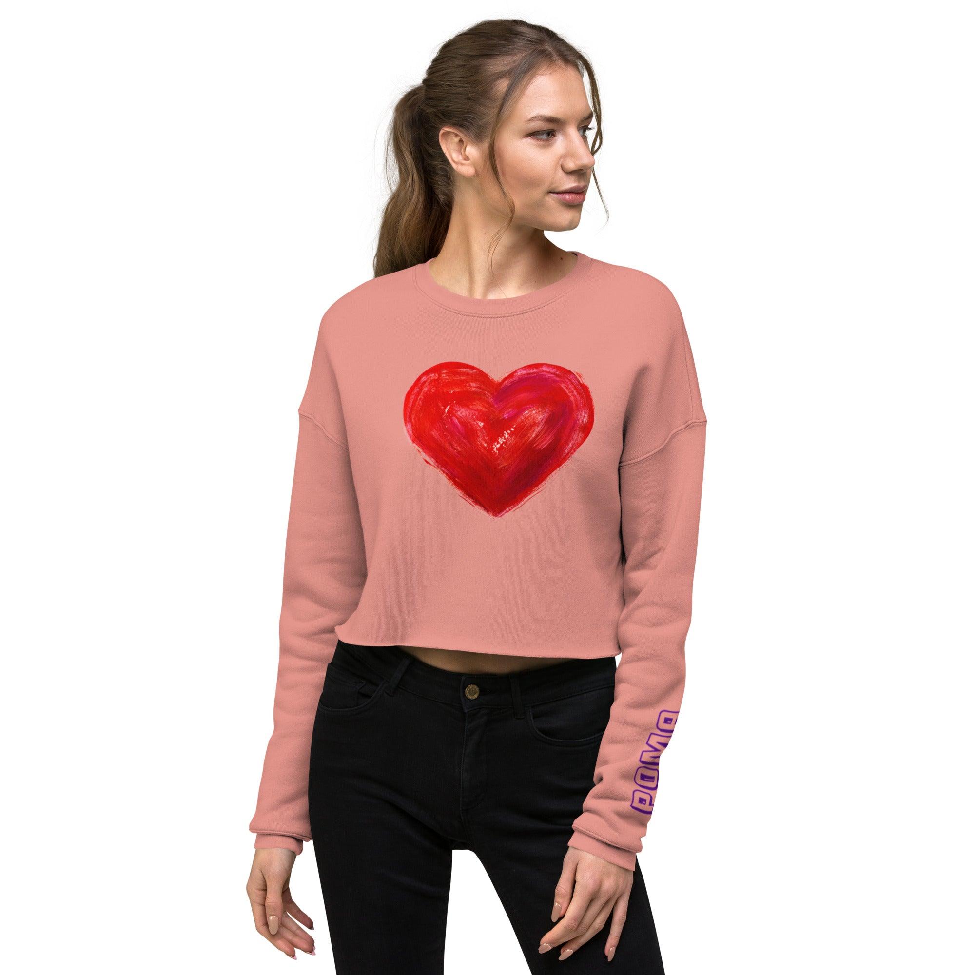 'Bright Red Heart' Cropped Sweatshirt - POMA Graphics