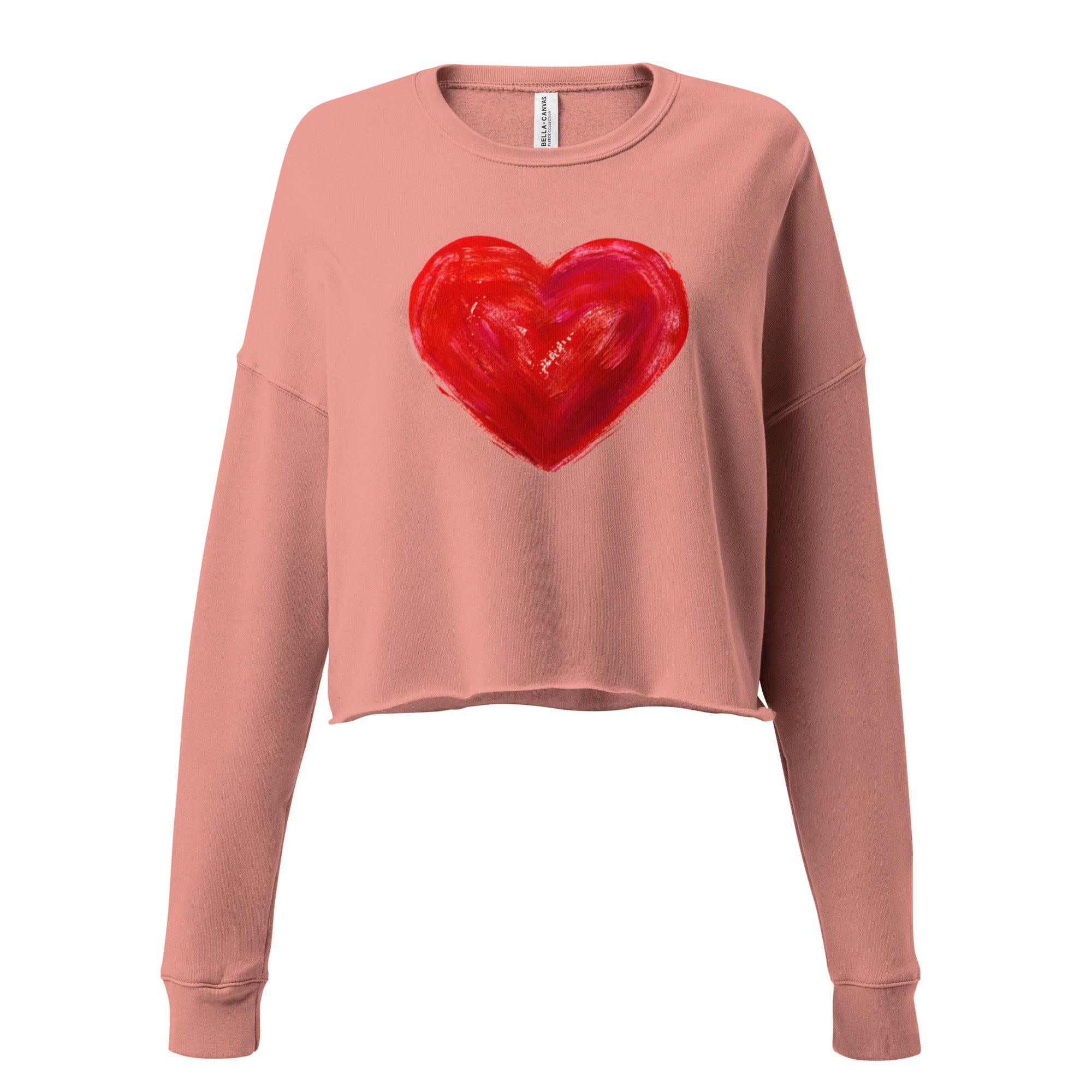 'Bright Red Heart' Cropped Sweatshirt