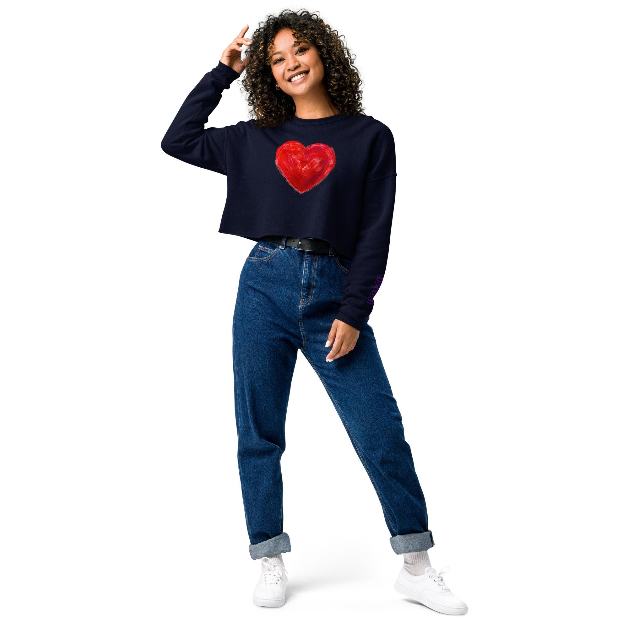 'Bright Red Heart' Cropped Sweatshirt - POMA Graphics