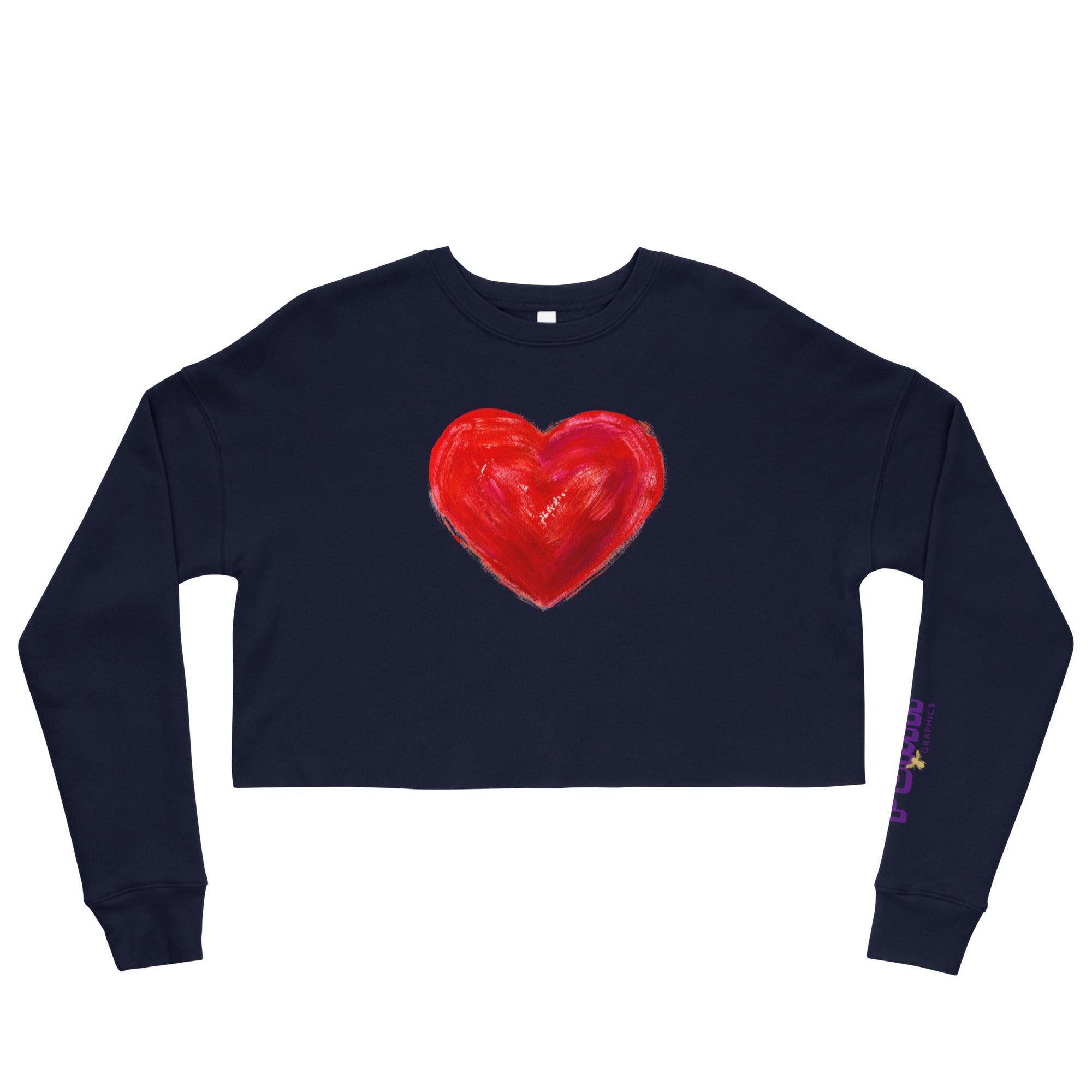 'Bright Red Heart' Cropped Sweatshirt - POMA Graphics