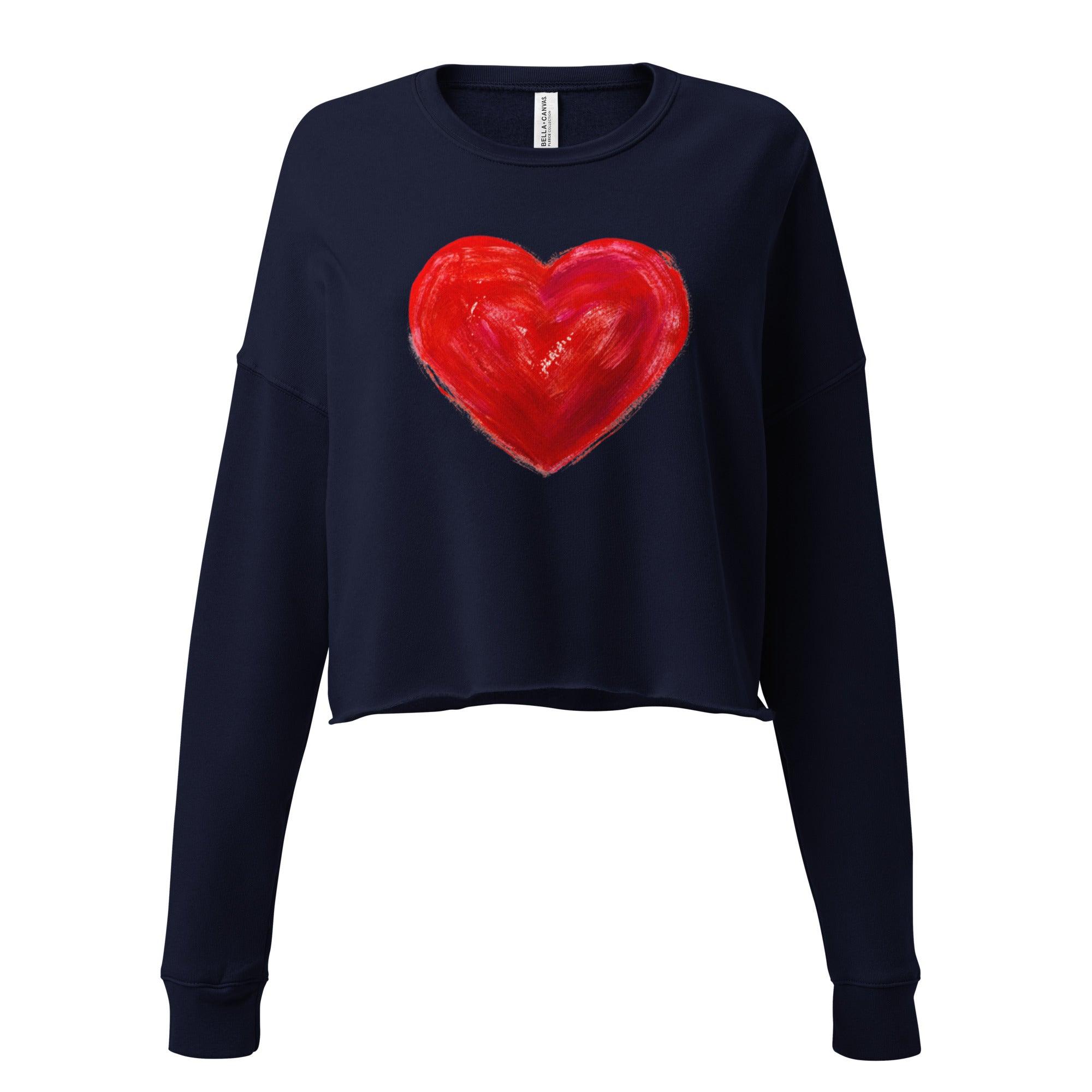 'Bright Red Heart' Cropped Sweatshirt