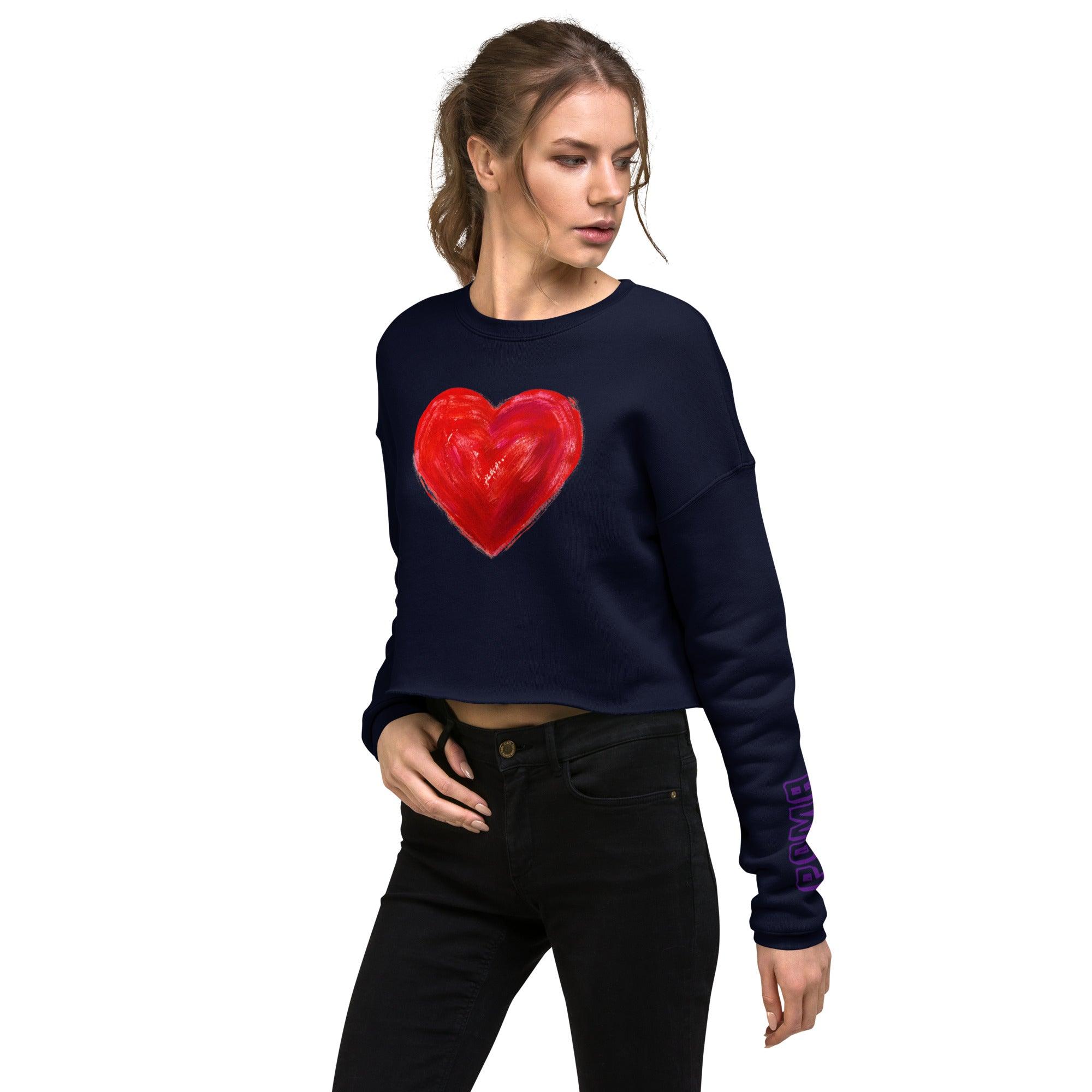 'Bright Red Heart' Cropped Sweatshirt - POMA Graphics